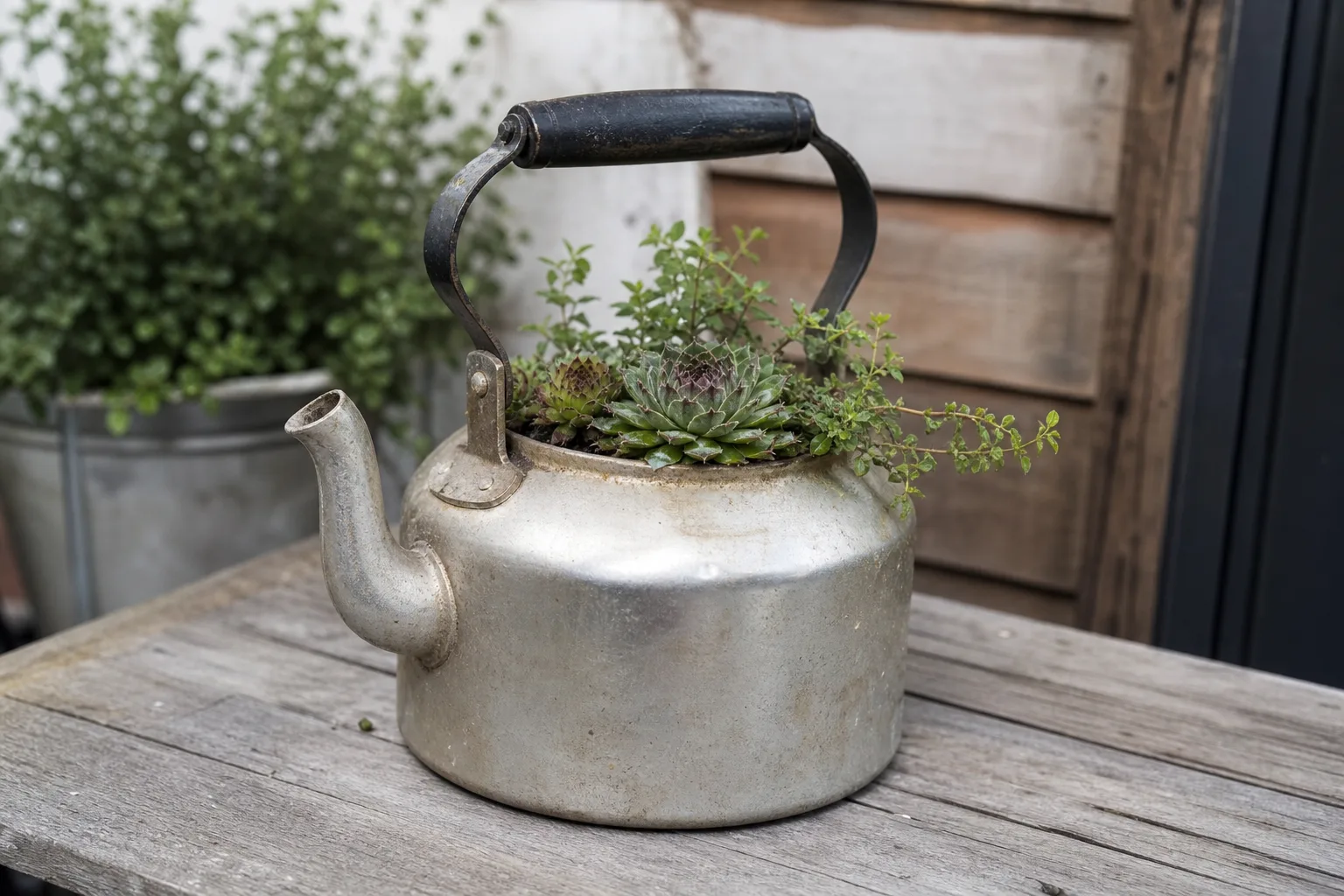 Alten Wasserkocher als Pflanzgefaess oder Dekoration kreativ upcyclen