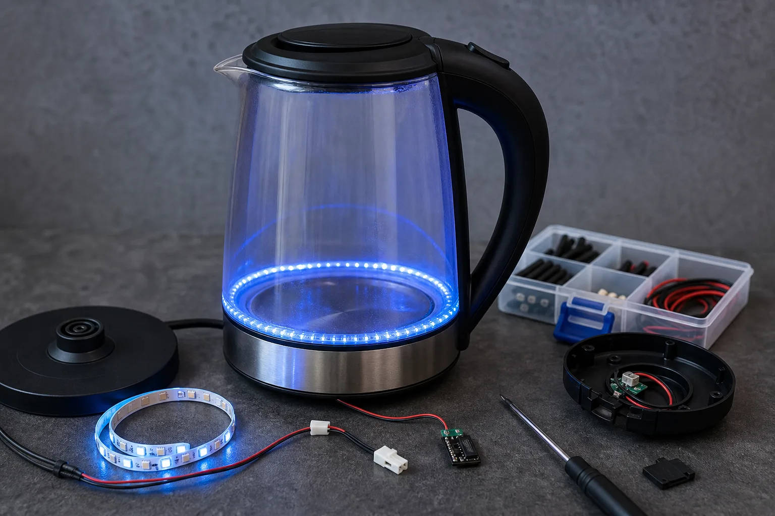 Wie du deinen Wasserkocher mit LED-Beleuchtung selbst modifizierst